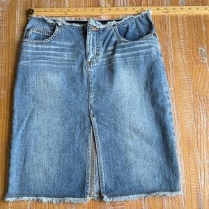 SO Blue Denim Skirt with Frayed Detail